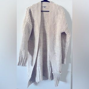 Charlotte Russe Size Small Tan Knit Sweater Cardigan Long with Pockets